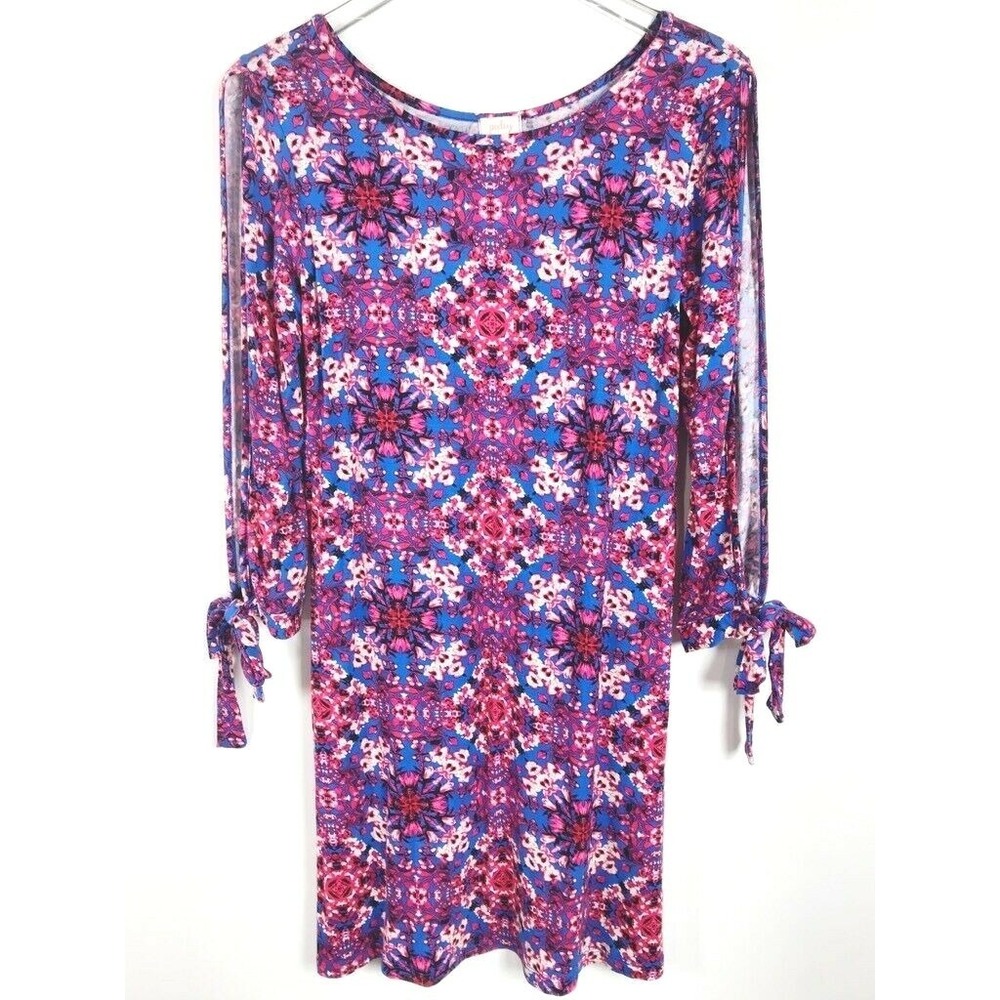 Stitch Fix Dress Women Small Blue Red Floral Mini Cold Shoulder Retro Pixley New